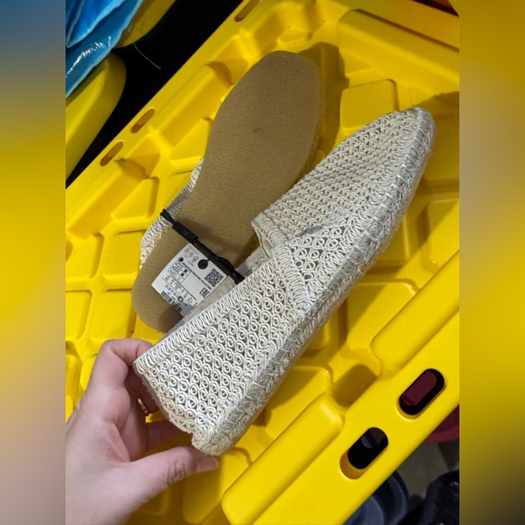 NWT ZARA ECRU WHITE FLAT MESH ESPADRILLES SHOES WITH CROCHET EFFECT - Picture 5 of 5